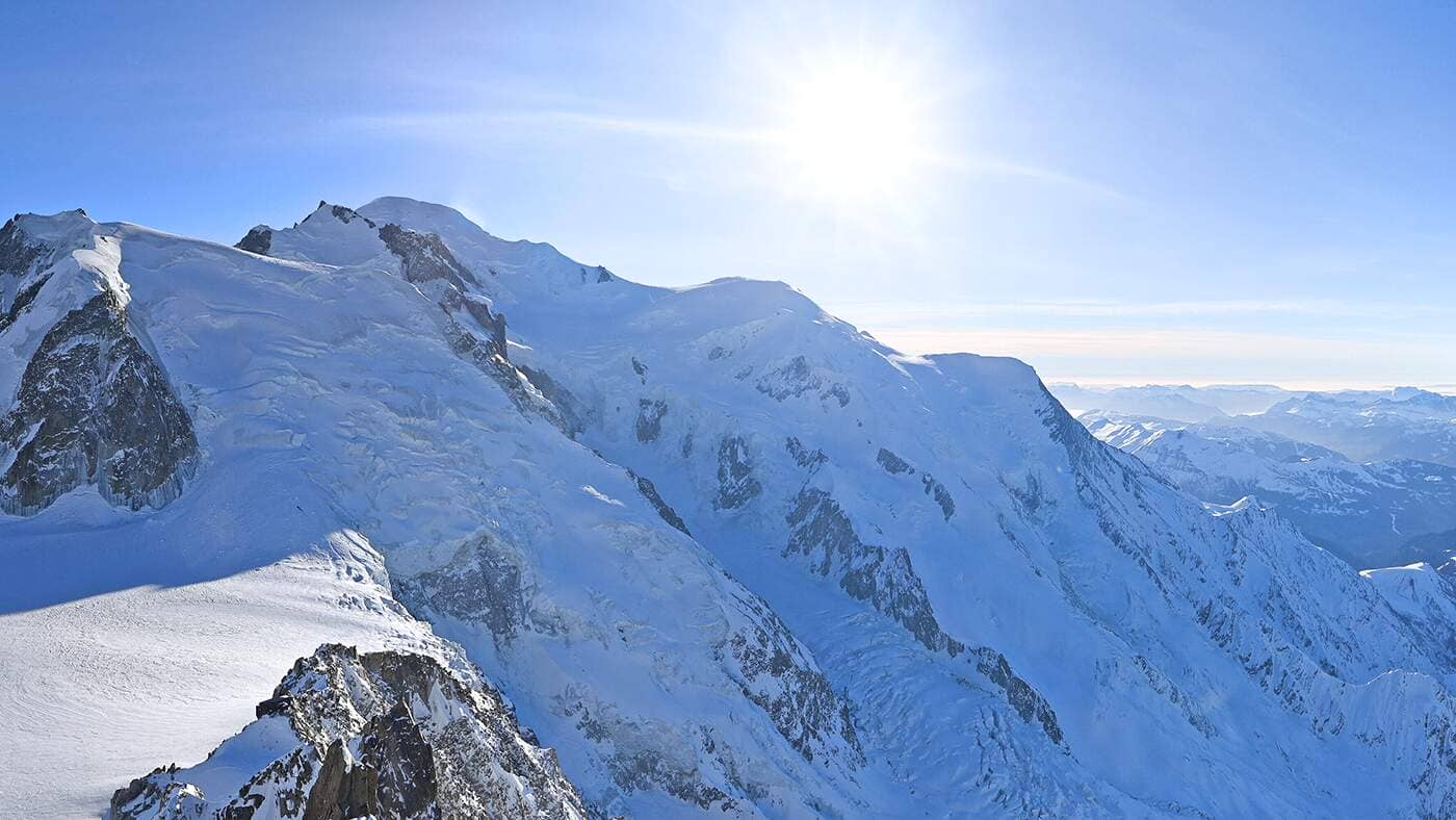 La vue sur le mont Blanc depuis l'aiguille du Midi